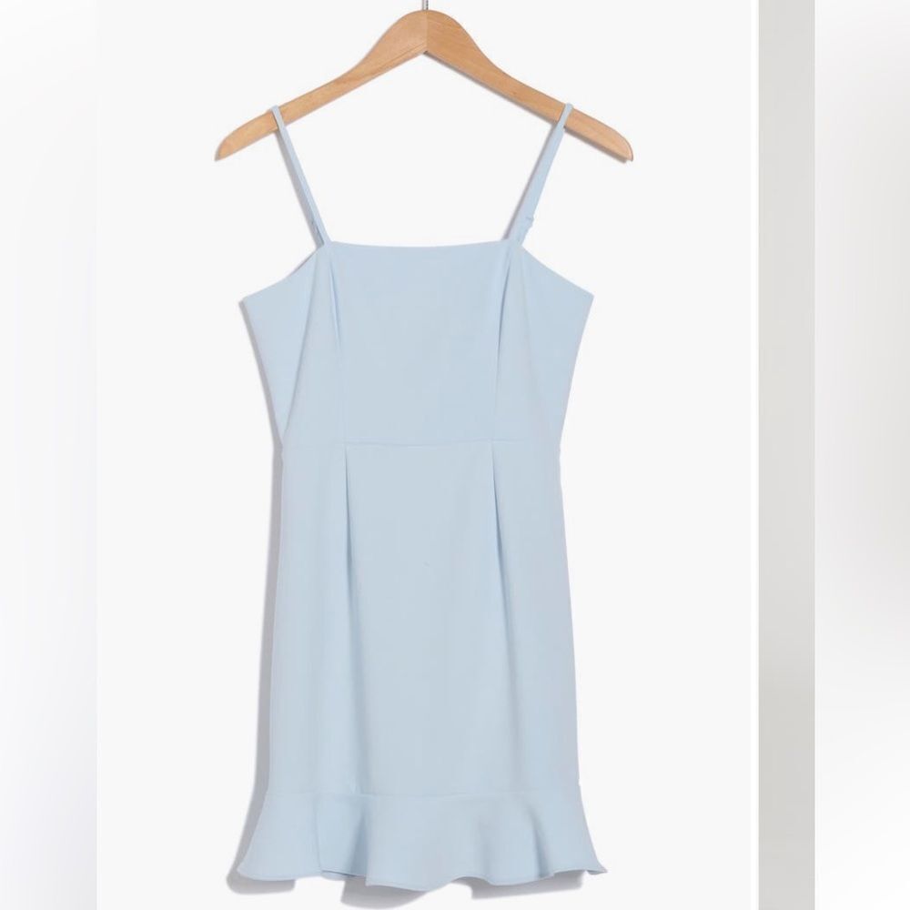FRENCH CONNECTION Dress NEW Whisper Frill Hem Cami Mini Light Dream Blue Size 8 - Picture 4 of 12